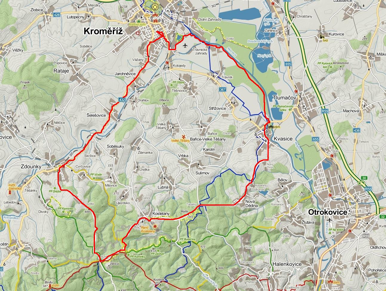 Trať Chřibského maratonu-nová